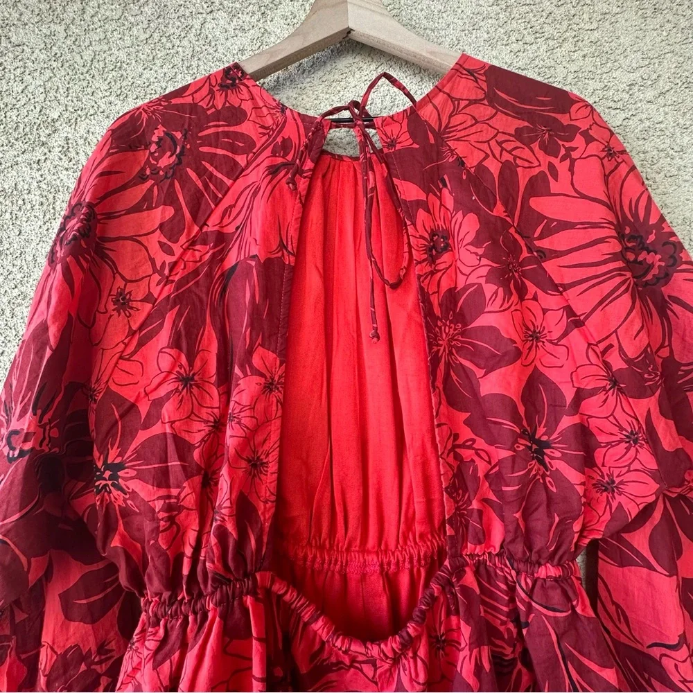 Faithfull the Brand Red Floral Romper Alba playsuit 8 - Picture 11 of 13